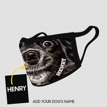 Personalized Dog Gift Idea - Black Dog With Frightening Eyes Zoom In For Dog Lovers - Cloth Mask